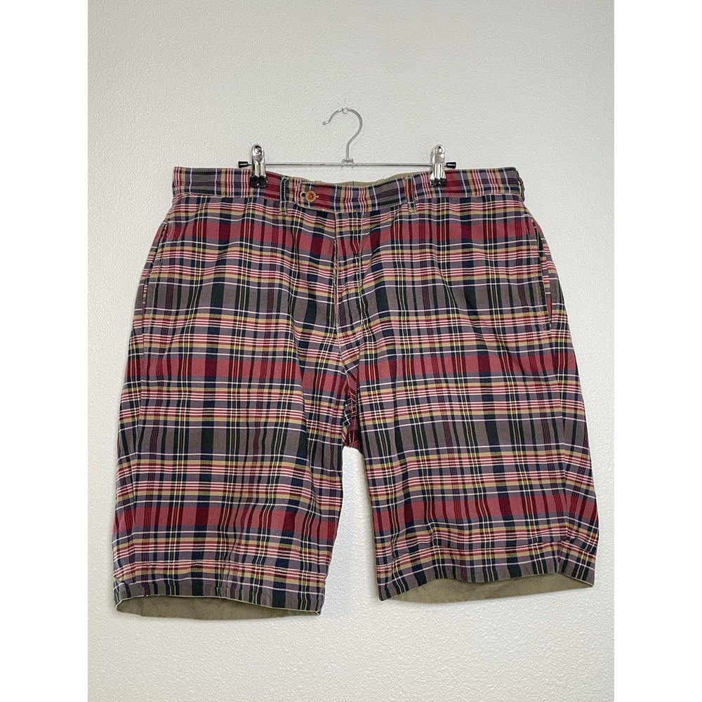 Vintage‎ Polo Ralph Lauren Reversible Shorts 37 Khaki Plaid Y2k Preppy No Tags